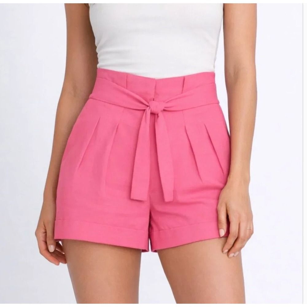 A.L.C. Pink High Waisted Paperbag Shorts with Tie Belt Size 4
